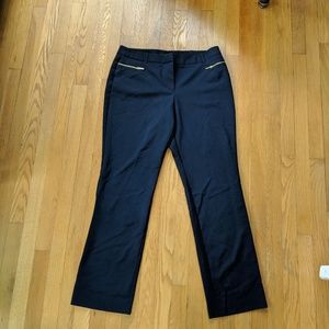 Gold Zipper Detail Navy Dress Pants